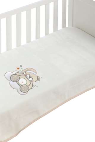 Cobertor Teddy - Branco e cinzento - 80 x 110 cm