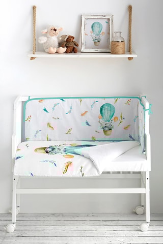 Mini berço co-sleeping em madeira e conjunto Explorer Rabbit - Até aos 10 meses - 4 peças