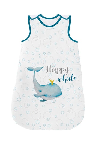 Saco de bebé Happy Whale 
Branco e azul - 70 cm