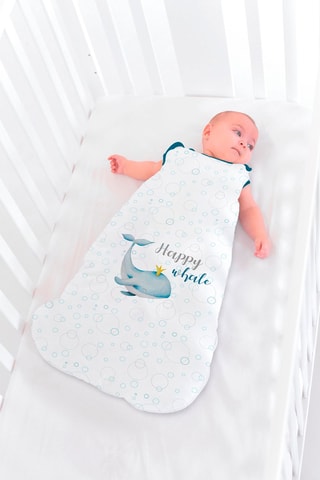 Saco de bebé Happy Whale 
Branco e azul - 90 cm