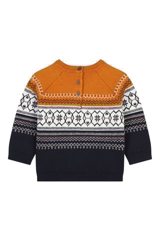 Pull en coton biologique et laine - Noir et orange - Carrément Beau