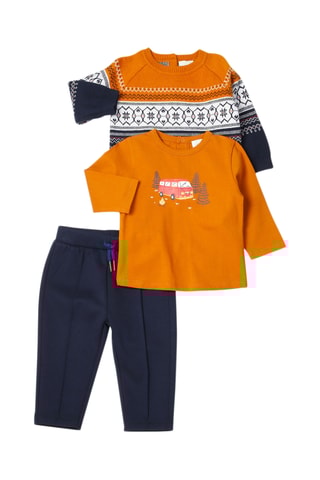 Pull en coton biologique et laine - Noir et orange - Carrément Beau