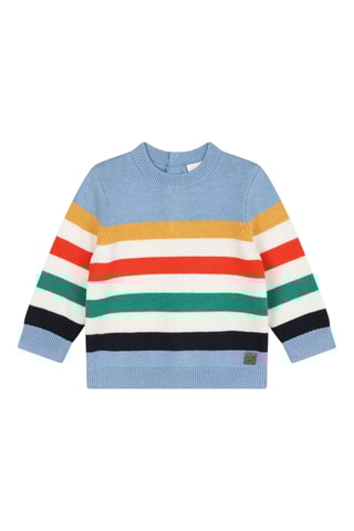 Pull en coton biologique et laine - Ciel et blanc - Carrément Beau