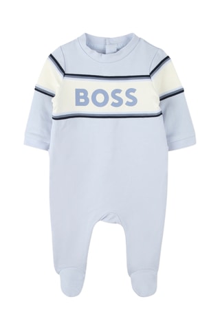 Grenouillère et bavoir en coton biologique - Ciel - Boss