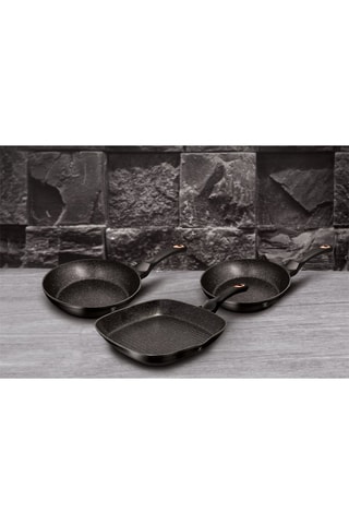 2 frigideiras e 1 grelhador mármore Black rose Collection - 20, 24 e 28 cm