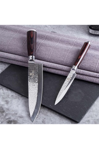 2 facas de aço inoxidável e madeira 5CR15i Primal Gloss