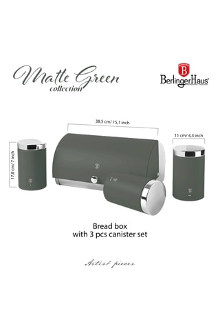 Conjunto de caixas de conservação em aço inoxidável Matte Green - 4 peças