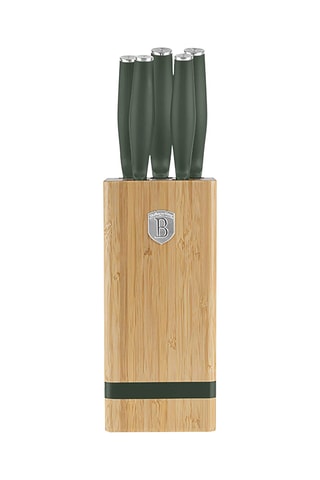 Bloco de 5 peças em aço inoxidável  e bambu Matte Green 