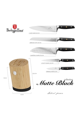 Bloco de 5 peças em aço inoxidável e bambu Black Vantage