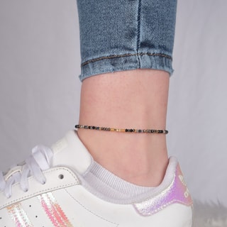 Pulseira de tornozelo - Cristal preto 
