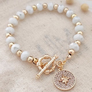 Pulseira de pérolas - Latão banhado a ouro