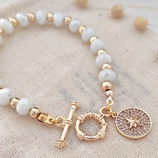 Pulseira de pérolas - Latão banhado a ouro