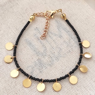 Pulseira berloques - Latão banhado a ouro e pérolas miyuki