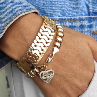 Pulseira de corrente lisa - Latão banhado a ouro 