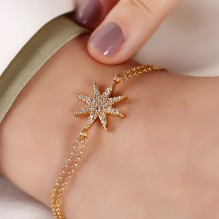 Pulseira - Latão banhado a ouro e zircões