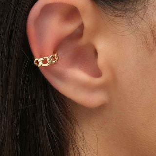 Earcuff corrente - Latão banhado a ouro