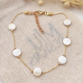 Pulseira de tornozelo com pérolas - Latão banhado a ouro 