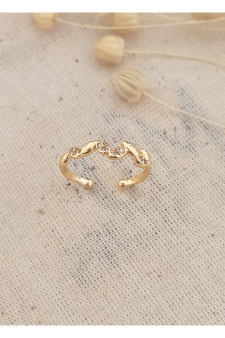 Anel Folheado a ouro amarelo e zircões