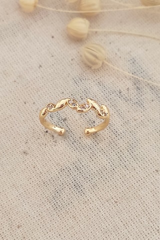 Anel Folheado a ouro amarelo e zircões