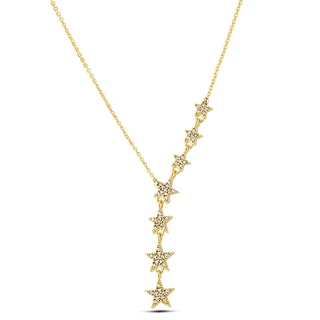 Colar estrela cadente - Latão banhado a ouro e zircões