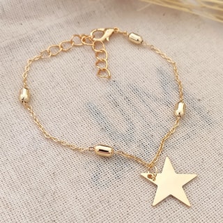 Pulseira de corrente lisa - Latão banhado a ouro 