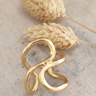 Anel espiral ajustável - Latão folheado e banhado a ouro mate 
