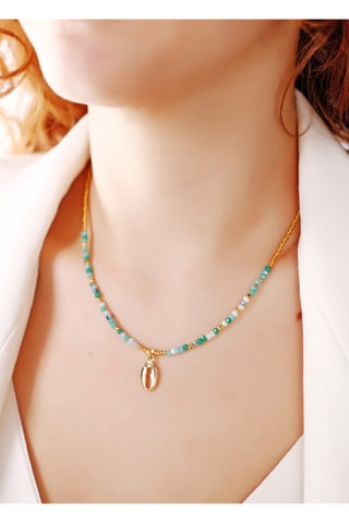 Colar Turquesa e dourado