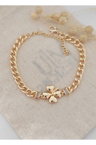 Pulseira banhada a ouro amarelo fino Zircões