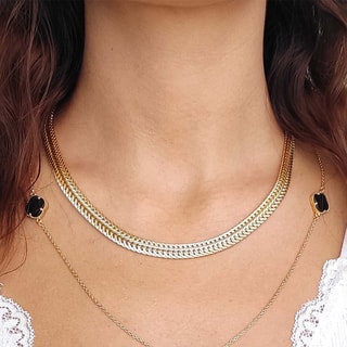 Colar choker - Latão folheado a ouro fino 