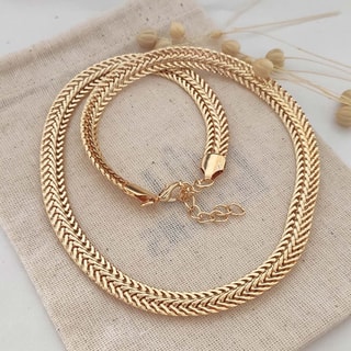 Colar choker - Latão folheado a ouro fino 