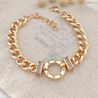 Bracelet - Laiton plaqué or & zircons