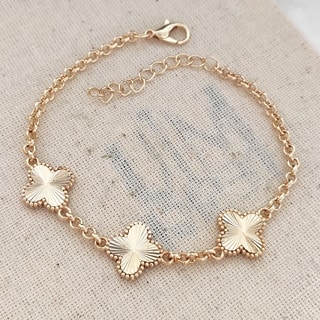 Pulseira trevo - Latão banhado a ouro