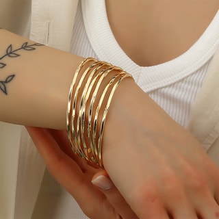 Conjunto de 7 pulseiras - Latão banhado a ouro