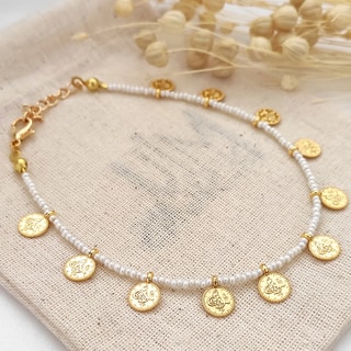 Pulseira de tornozelo - Latão banhado a ouro