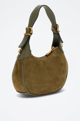 Sac porté épaule en nubuck Malva Mini - Vert olive