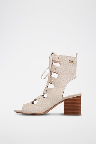 Sandales à talons en nubuck - Beige