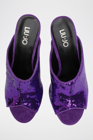Mules à talons en cuir - Violet