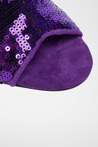 Mules à talons en cuir - Violet