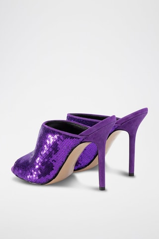 Mules à talons en cuir - Violet