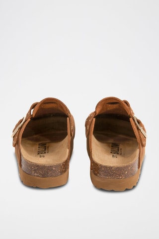 Socas com plataforma de couro Camel