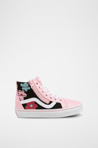 Hoge Gympen Sk8-Hi Reissue Side Zip Glitter Flower Power - Wit 