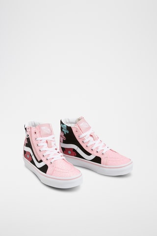 Hoge Gympen Sk8-Hi Reissue Side Zip Glitter Flower Power - Wit 