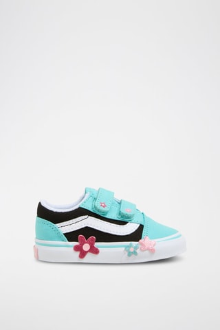 Gympen Old Skool V Flower Glitter Flower Power - Turquoise en Wit