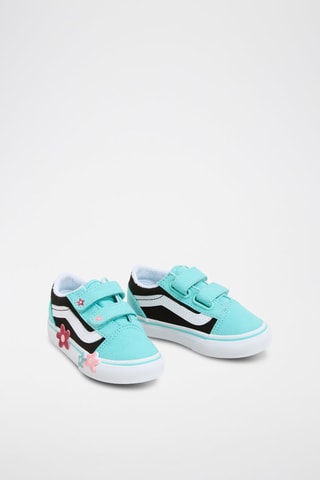 Gympen Old Skool V Flower Glitter Flower Power - Turquoise en Wit