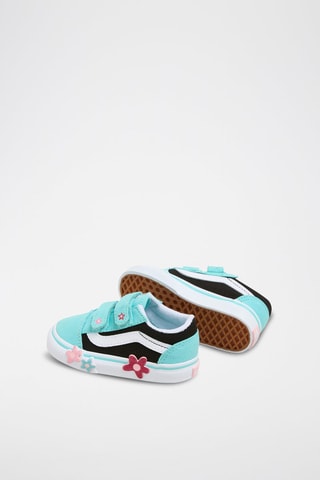 Gympen Old Skool V Flower Glitter Flower Power - Turquoise en Wit