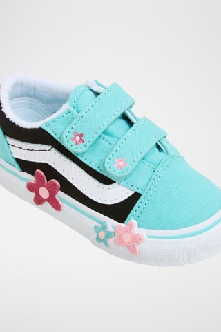 Gympen Old Skool V Flower Glitter Flower Power - Turquoise en Wit
