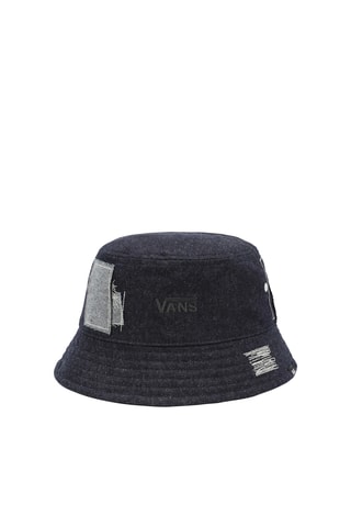 Bobhoedje Mended Check Denim Bucket Hat Donkerblauw
