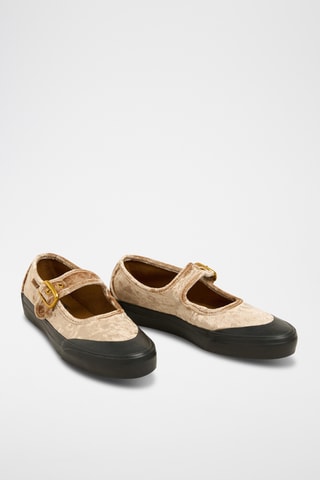 Velours Mary Janes - Beige