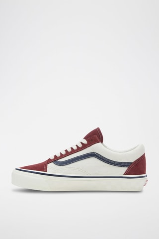 Leren Sneakers Old Skool - Wit en bordeauxrood