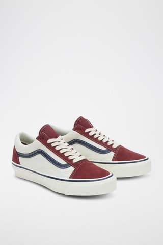Leren Sneakers Old Skool - Wit en bordeauxrood